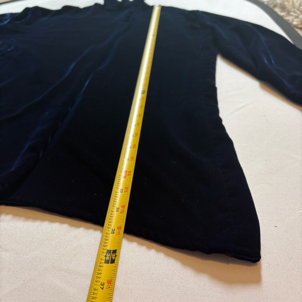 Vintage Ralph Lauren Silk Velvet Tunic Mini Dress Button Collar Turtleneck 90s 6 - Picture 8 of 14